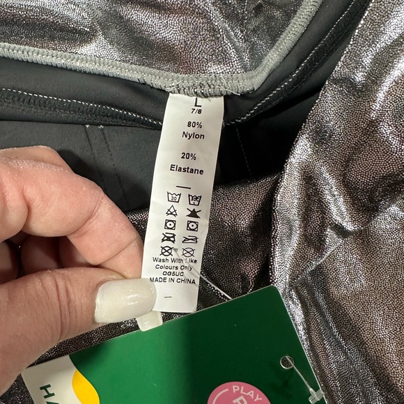 Halara SoftlyZero Faux Leather High Waisted Pocket Work Leggings Large Silver - Picture 8 of 9